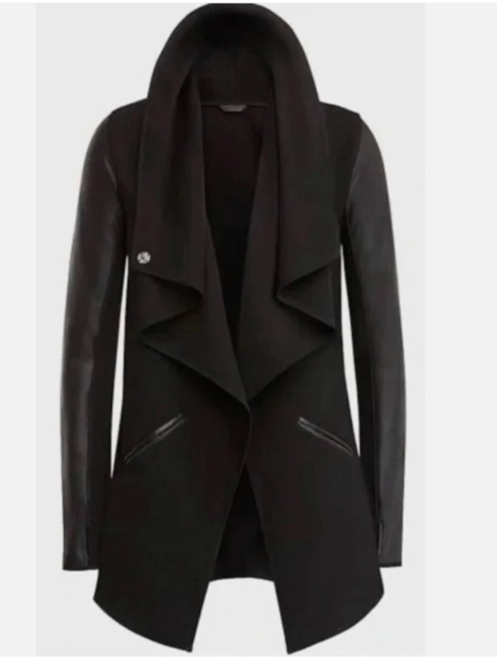 Spanx Drape Front Cardigan Jacket Womens 1X Overcoat Ponte Asymmetrical